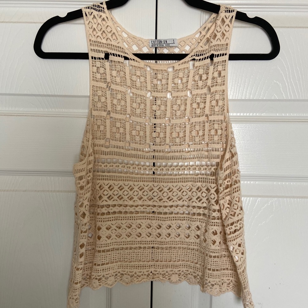 Cream crochet crop top